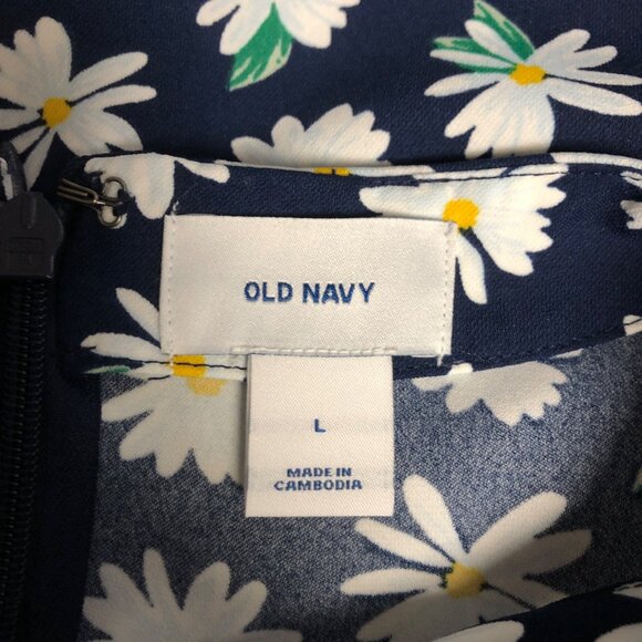 Old Navy Dress Daisy Print Womens Size Large Short Sleeve Lightweight Shift - Picture 5 of 7